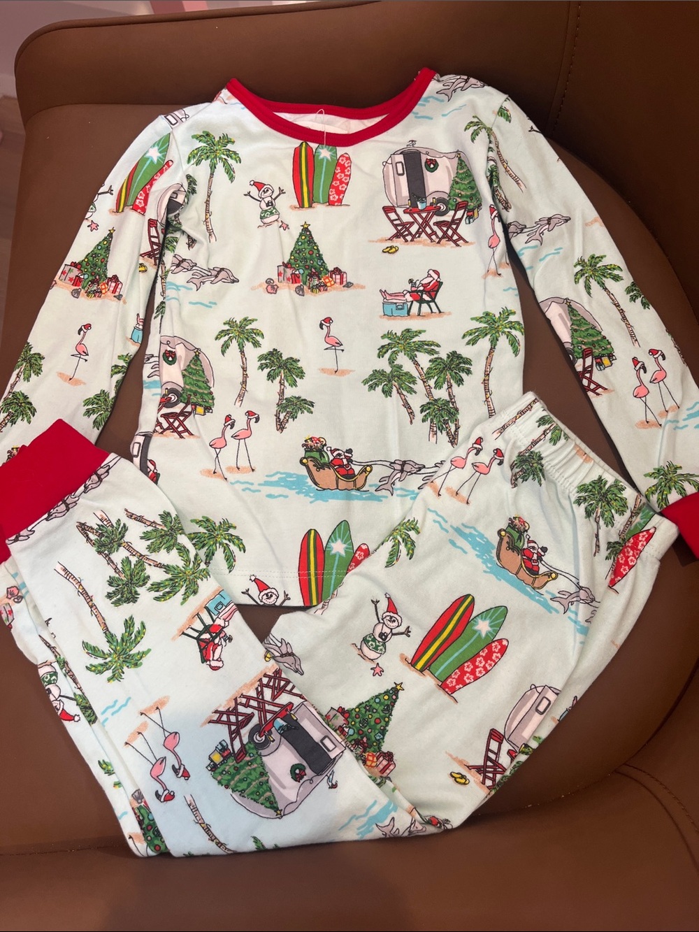 Bedhead 2 piece pajama set 3t Red-Trim Tropical Holiday